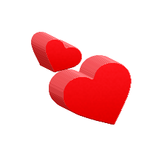 a mem cake in the shape of two hearts.