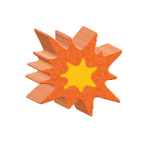 a mem cake in the shape of an explosion.